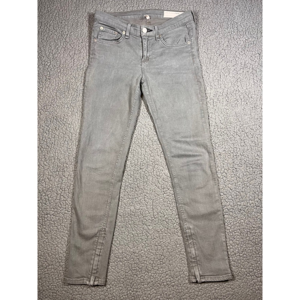 Rag & Bone Zipper Capri Jeans Womens 26 Distressed Sage Gray Skinny W1527O337DSA